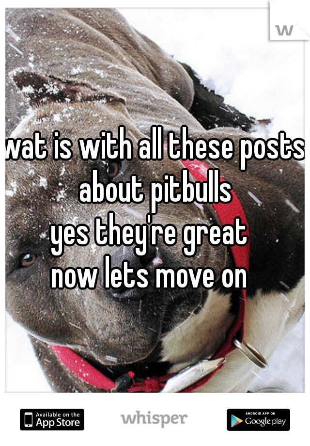 wat is with all these posts about pitbulls
yes they're great 
now lets move on 