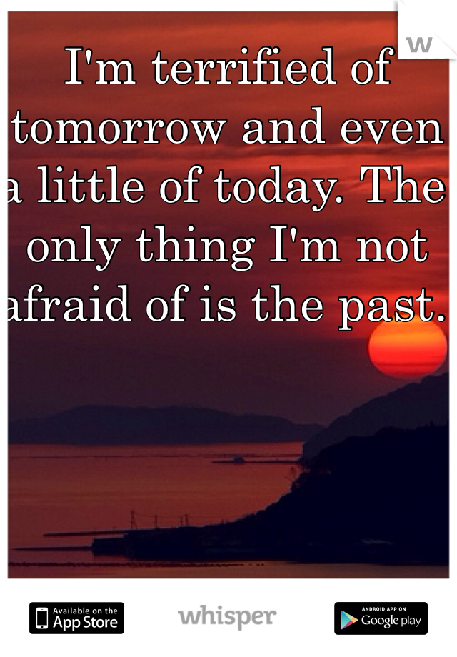 I'm terrified of tomorrow and even a little of today. The only thing I'm not afraid of is the past. 