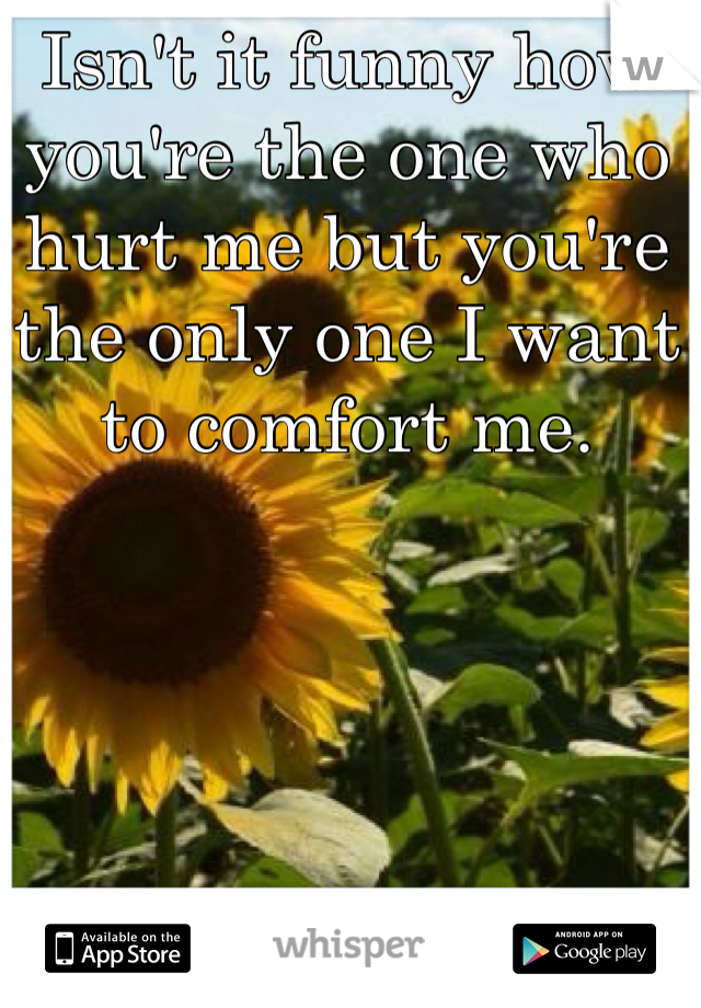 Isn't it funny how you're the one who hurt me but you're the only one I want to comfort me. 