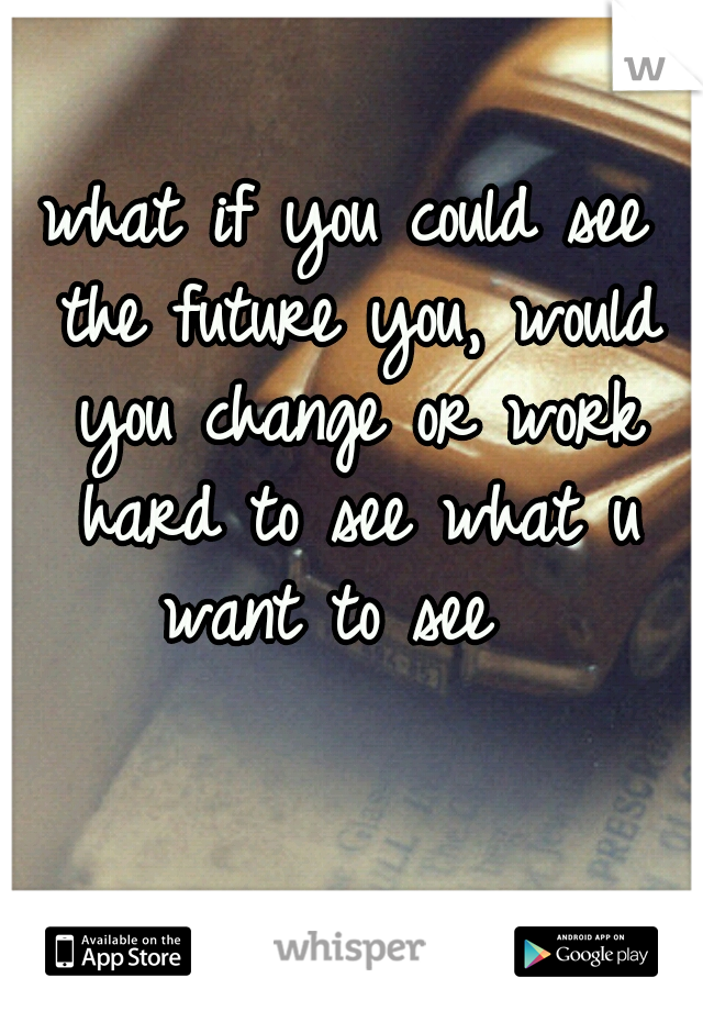 what if you could see the future you, would you change or work hard to see what u want to see  