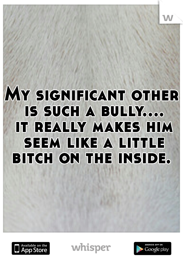 My significant other is such a bully.... it really makes him seem like a little bitch on the inside. 