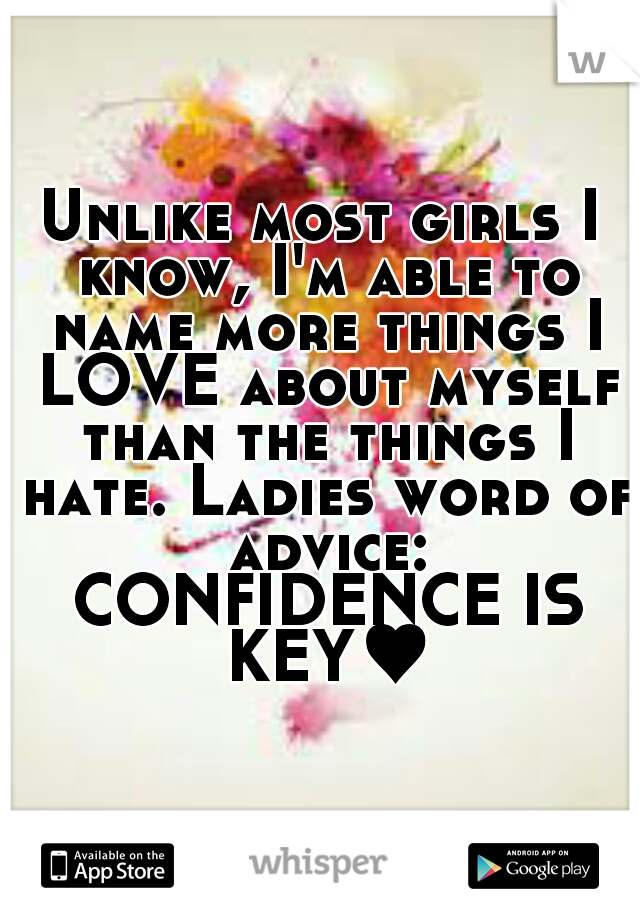 Unlike most girls I know, I'm able to name more things I LOVE about myself than the things I hate. Ladies word of advice: CONFIDENCE IS KEY♥