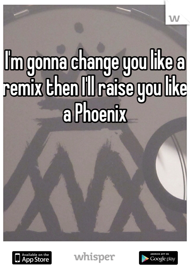 I'm gonna change you like a remix then I'll raise you like a Phoenix