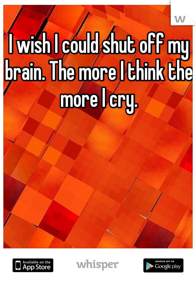 I wish I could shut off my brain. The more I think the more I cry. 