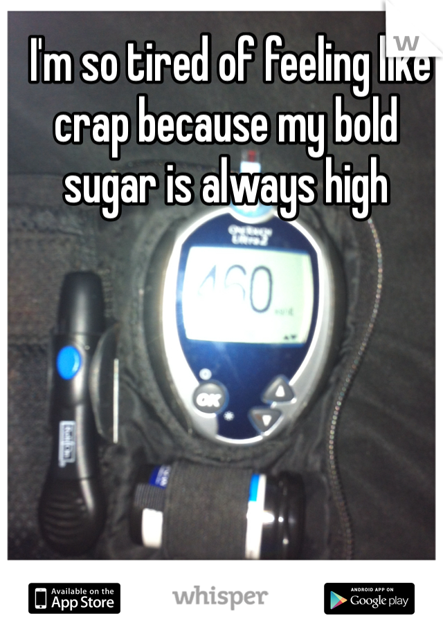  I'm so tired of feeling like crap because my bold sugar is always high 