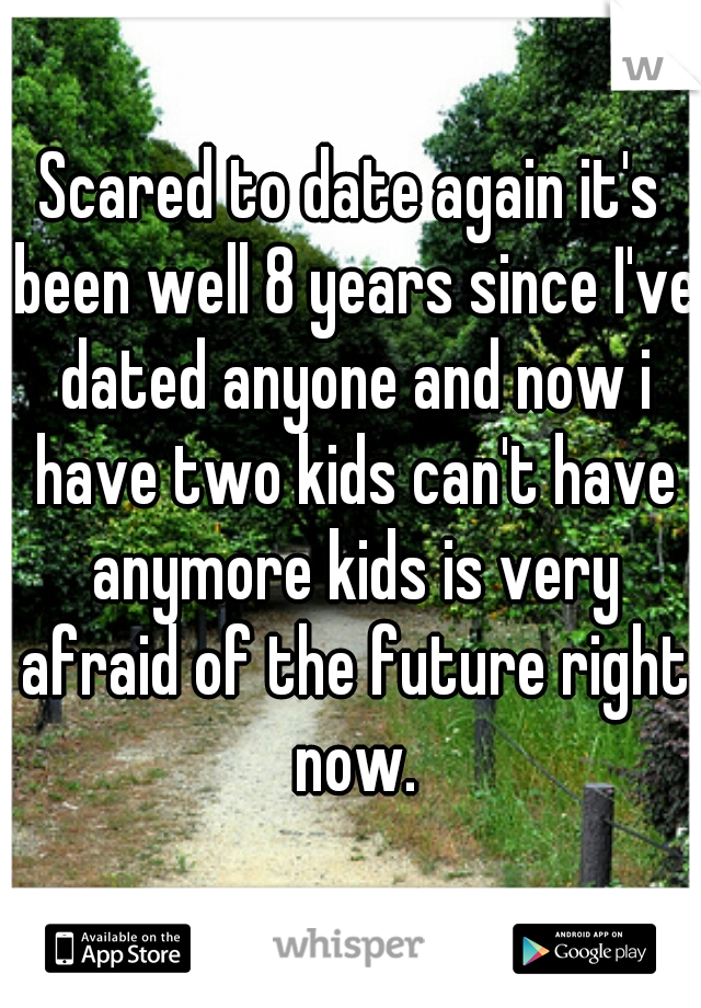 Scared to date again it's been well 8 years since I've dated anyone and now i have two kids can't have anymore kids is very afraid of the future right now.