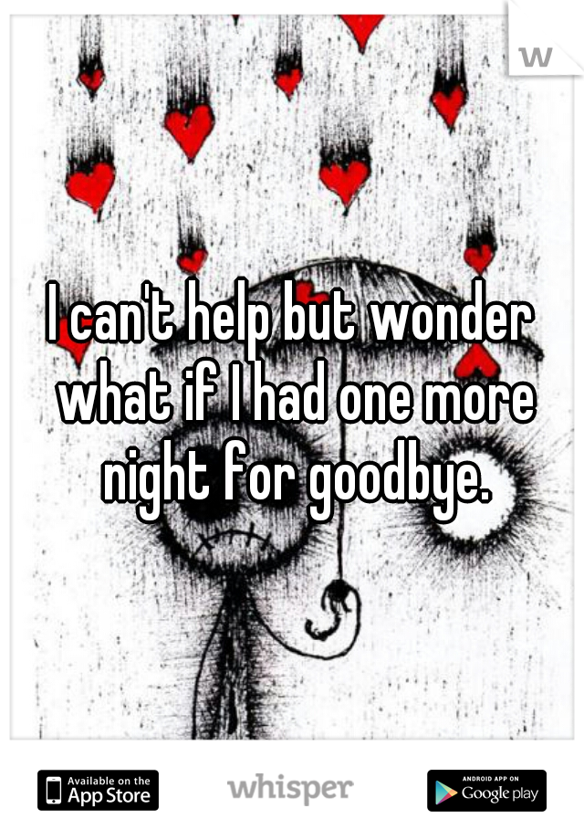 I can't help but wonder what if I had one more night for goodbye.