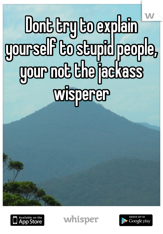 Dont try to explain yourself to stupid people, your not the jackass wisperer