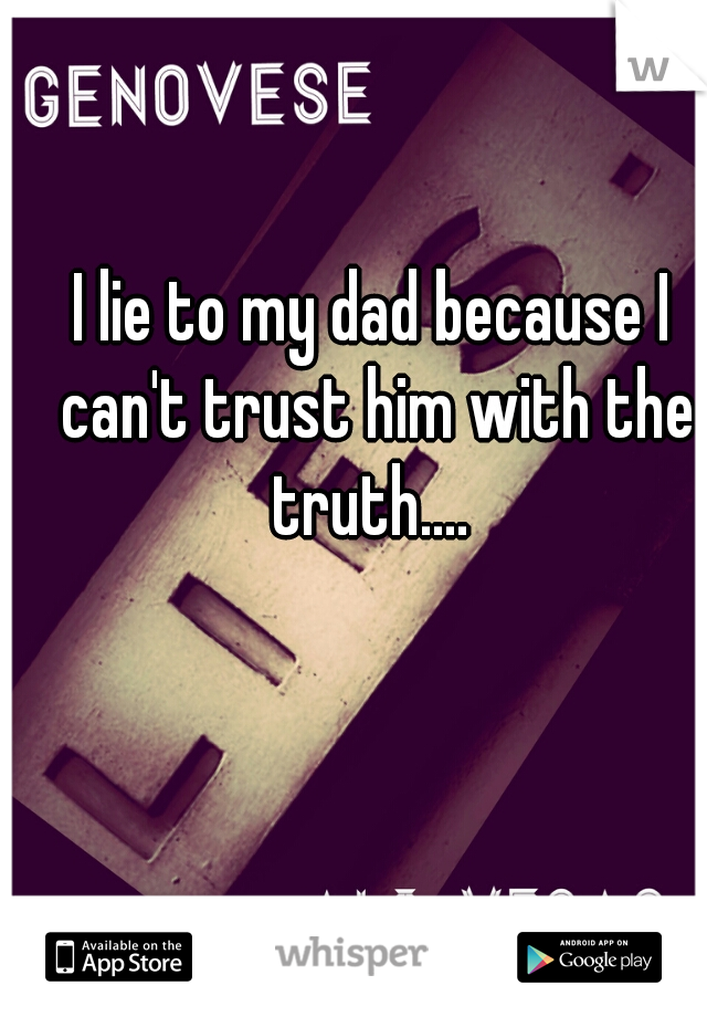 I lie to my dad because I can't trust him with the truth.... 
 