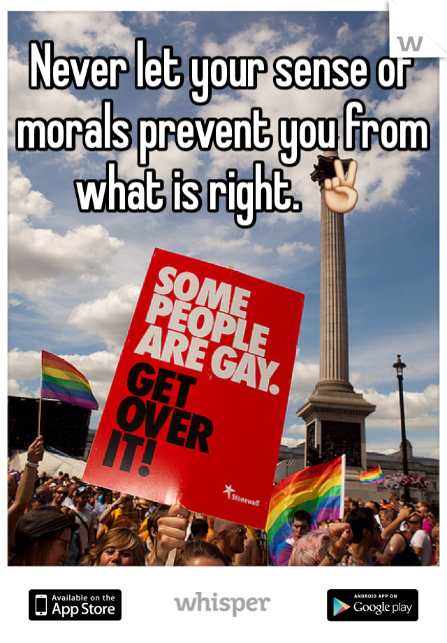 Never let your sense of morals prevent you from what is right. ✌️