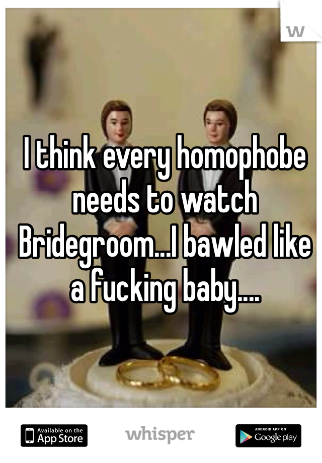 I think every homophobe needs to watch Bridegroom...I bawled like a fucking baby....