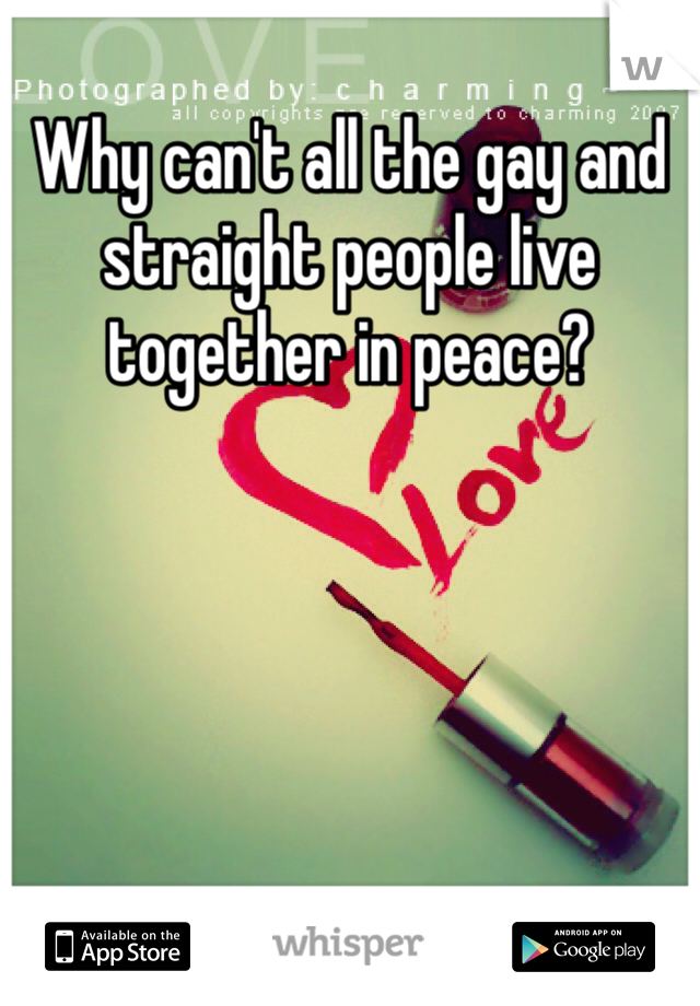 Why can't all the gay and straight people live together in peace?