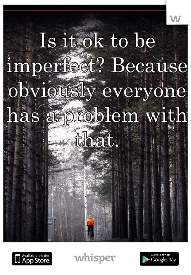 Is it ok to be imperfect? Because obviously everyone has a problem with that.