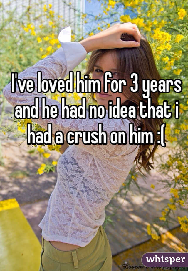 I've loved him for 3 years and he had no idea that i had a crush on him :( 