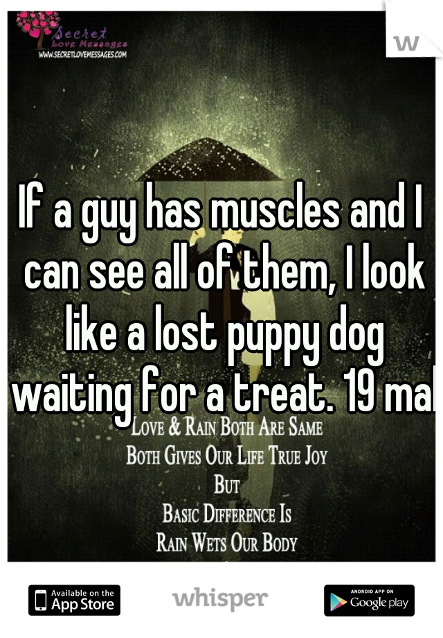 If a guy has muscles and I can see all of them, I look like a lost puppy dog waiting for a treat. 19 male