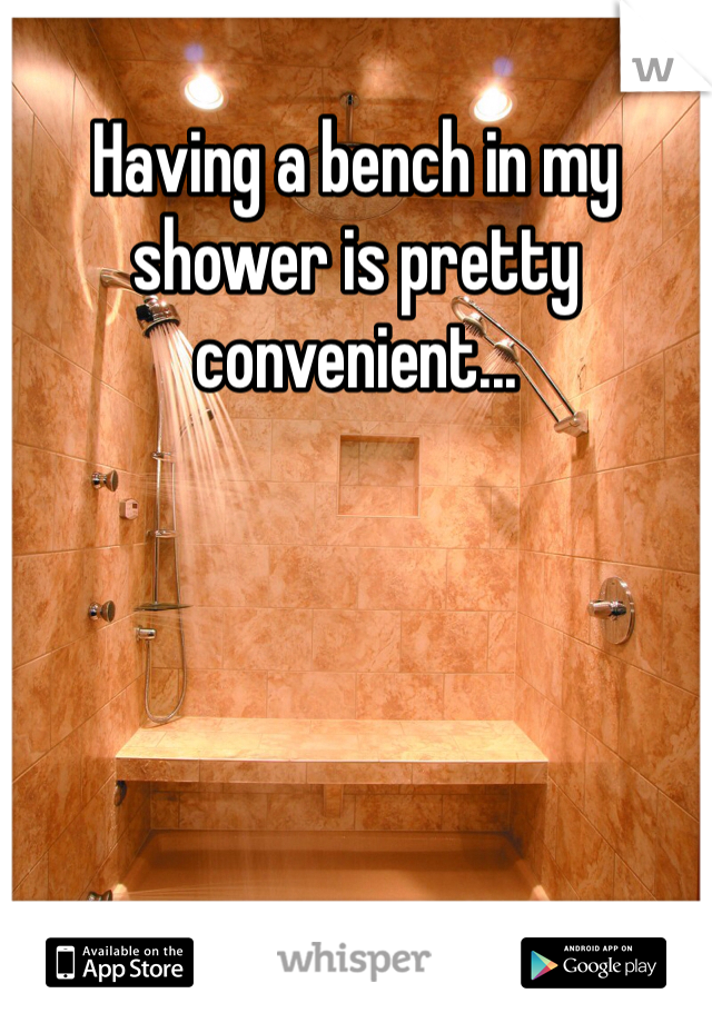 Having a bench in my shower is pretty convenient...