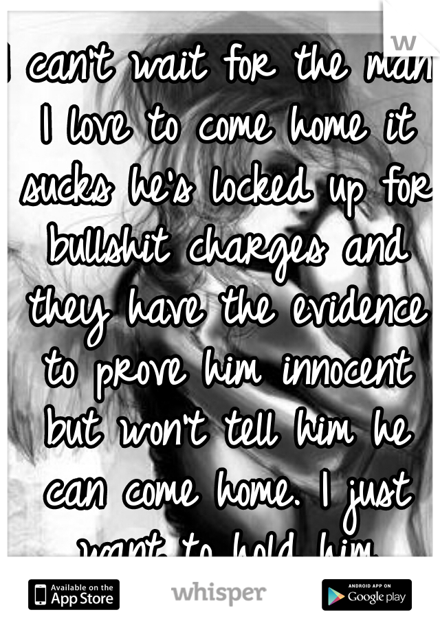 I can't wait for the man I love to come home it sucks he's locked up for bullshit charges and they have the evidence to prove him innocent but won't tell him he can come home. I just want to hold him