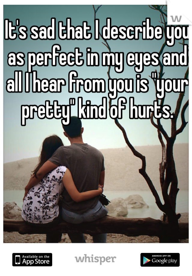 It's sad that I describe you as perfect in my eyes and all I hear from you is "your pretty" kind of hurts.