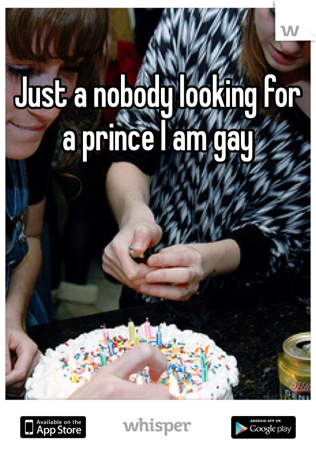 Just a nobody looking for a prince I am gay 