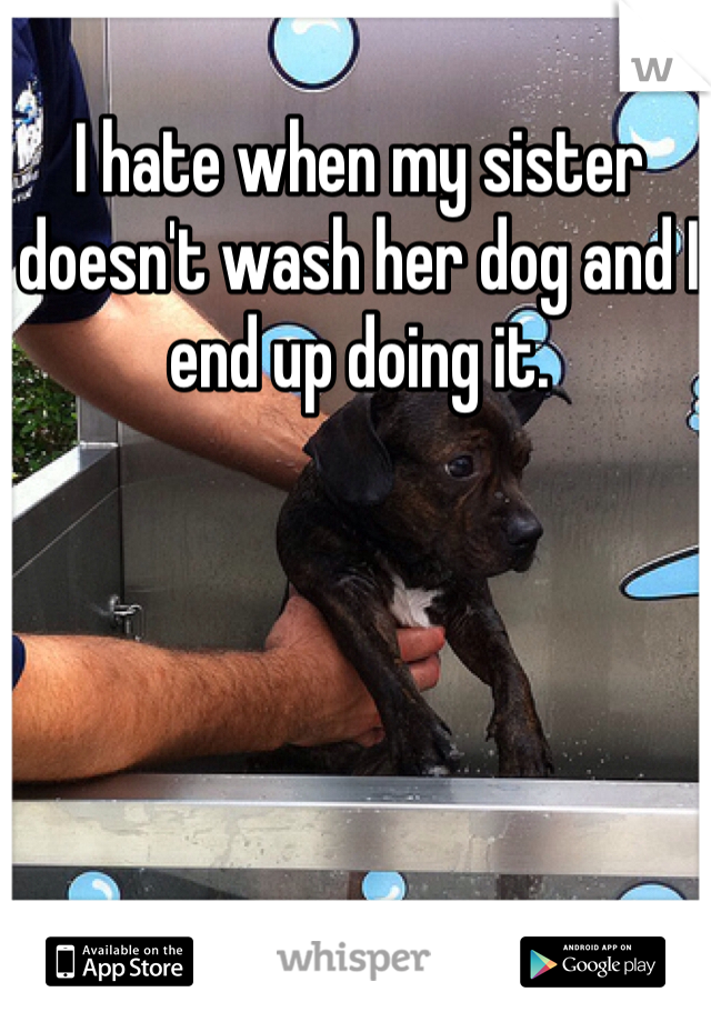 I hate when my sister doesn't wash her dog and I end up doing it. 