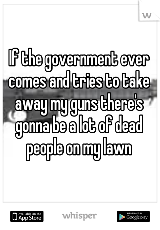 If the government ever comes and tries to take away my guns there's gonna be a lot of dead people on my lawn