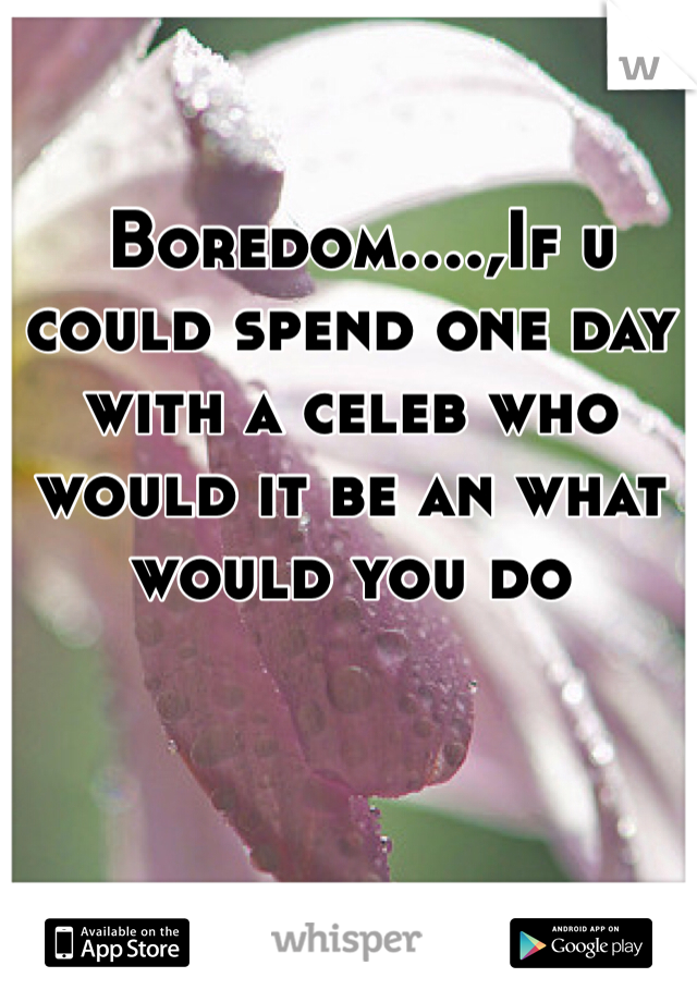  Boredom....,If u could spend one day with a celeb who would it be an what would you do 