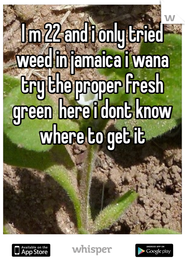 I m 22 and i only tried weed in jamaica i wana try the proper fresh green  here i dont know where to get it 