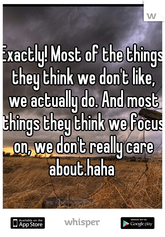 Exactly! Most of the things they think we don't like, we actually do. And most things they think we focus on, we don't really care about.haha 