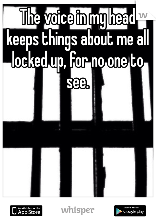 The voice in my head keeps things about me all locked up, for no one to see.