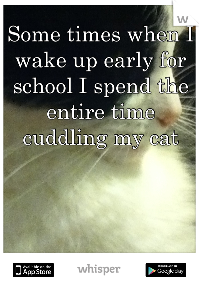 Some times when I wake up early for school I spend the entire time cuddling my cat