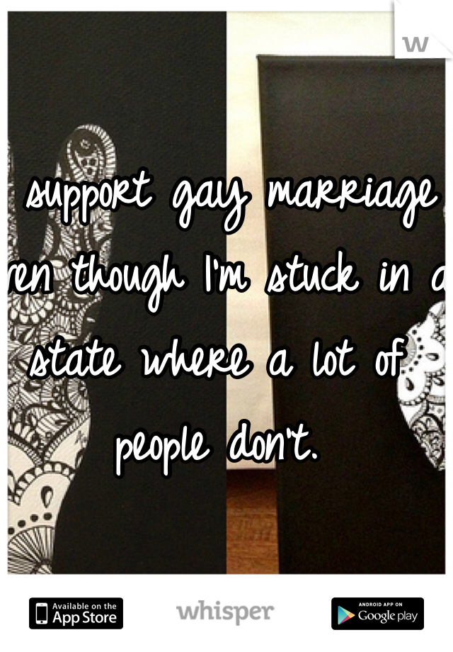 I support gay marriage even though I'm stuck in a state where a lot of people don't. 