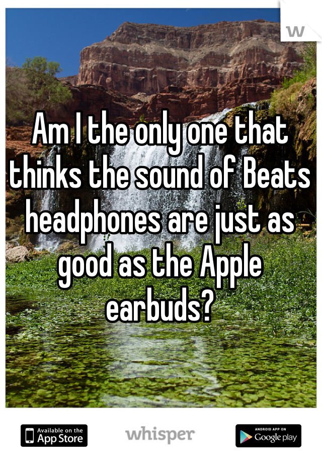 Am I the only one that thinks the sound of Beats headphones are just as good as the Apple earbuds?