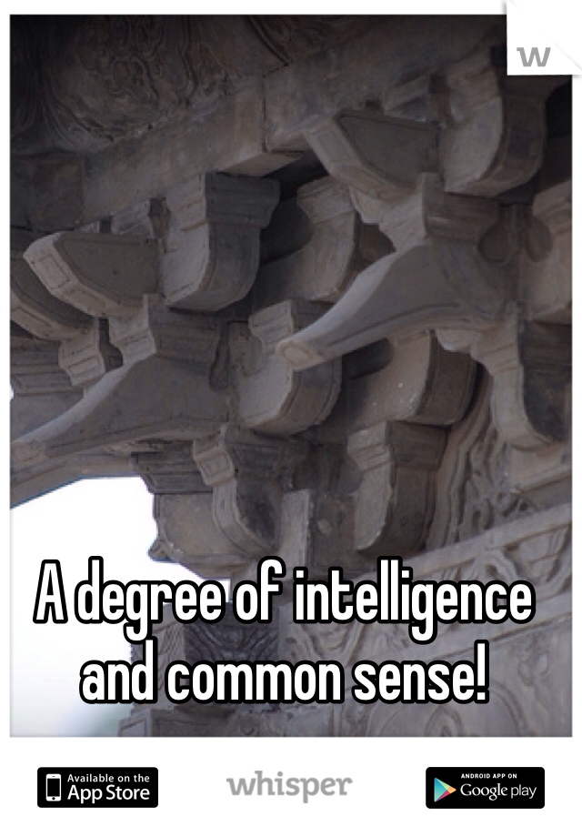 A degree of intelligence and common sense! 