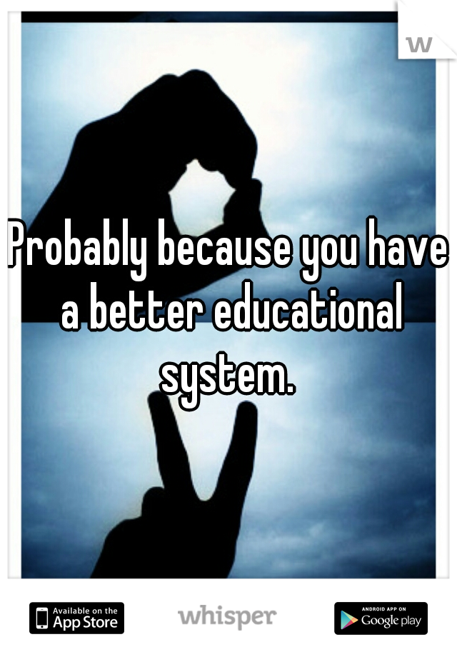 Probably because you have a better educational system. 