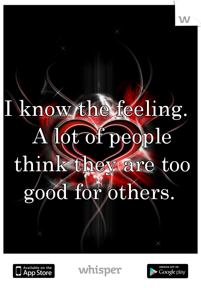 I know the feeling.  A lot of people think they are too good for others. 