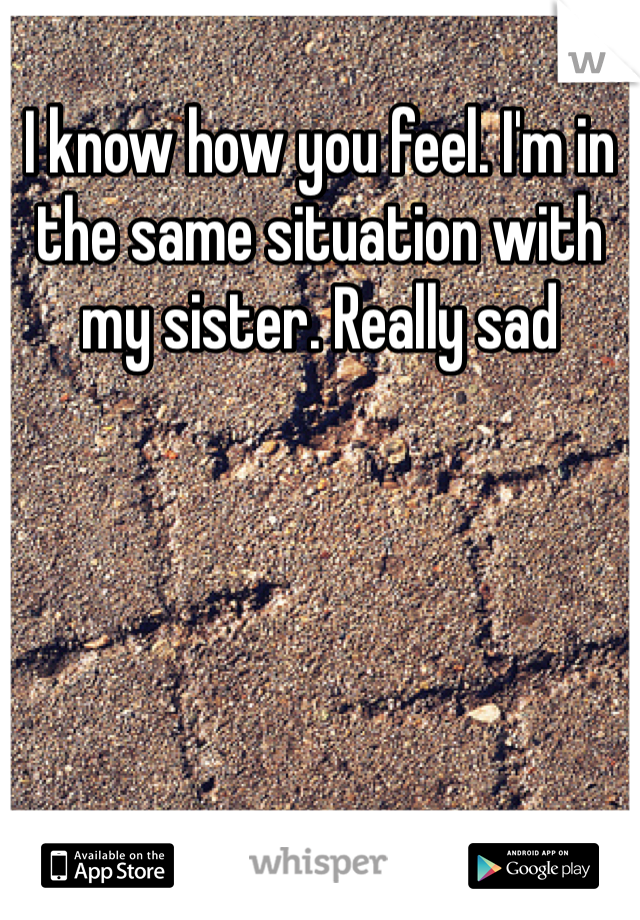 I know how you feel. I'm in the same situation with my sister. Really sad