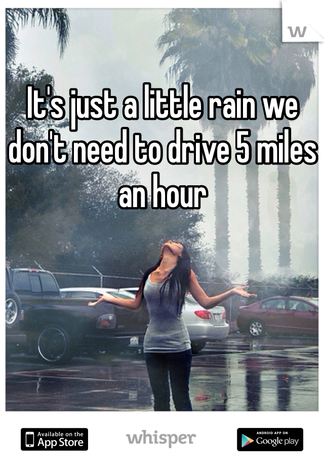 It's just a little rain we don't need to drive 5 miles an hour