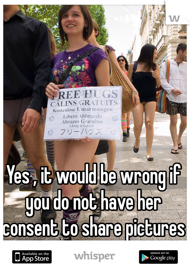Yes , it would be wrong if you do not have her consent to share pictures of her.