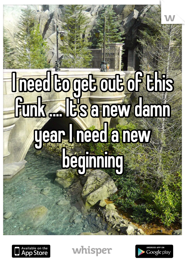 I need to get out of this funk .... It's a new damn year I need a new beginning 