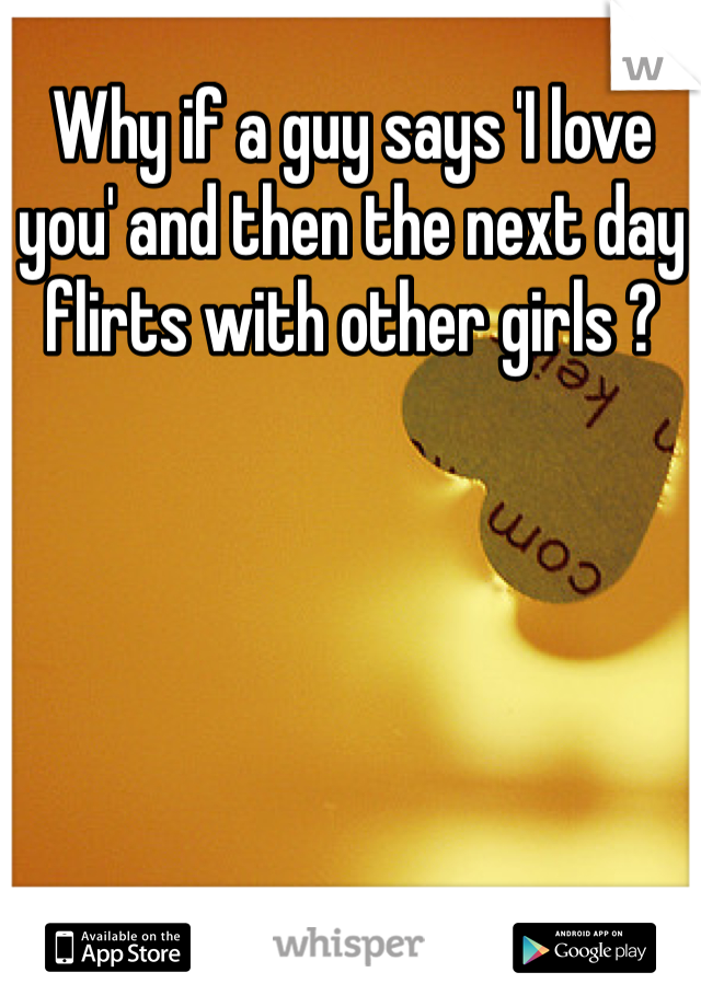 Why if a guy says 'I love you' and then the next day flirts with other girls ?