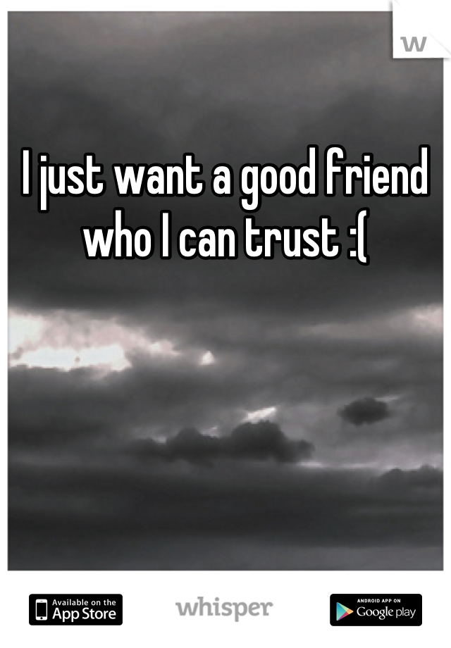 I just want a good friend who I can trust :(