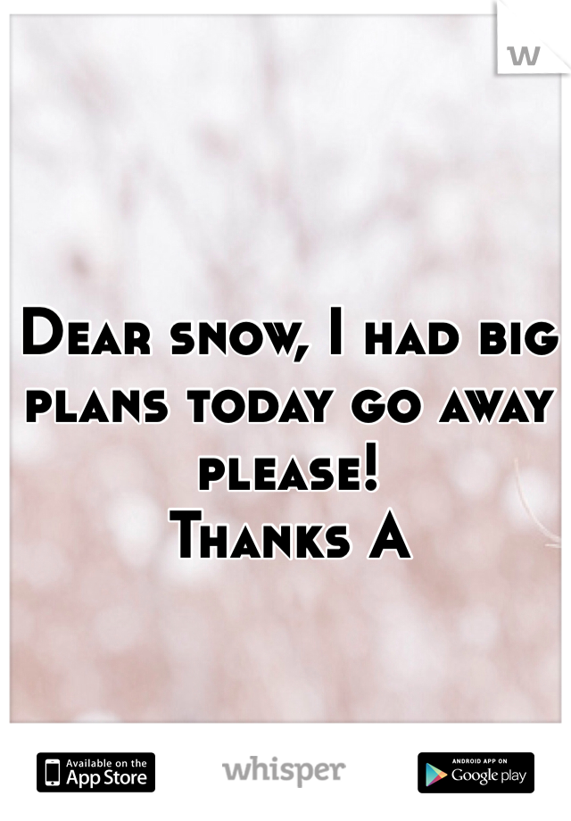 Dear snow, I had big plans today go away please! 
Thanks A