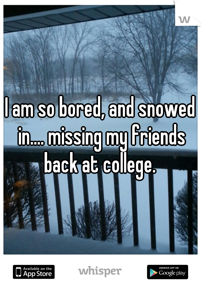I am so bored, and snowed in.... missing my friends back at college. 
