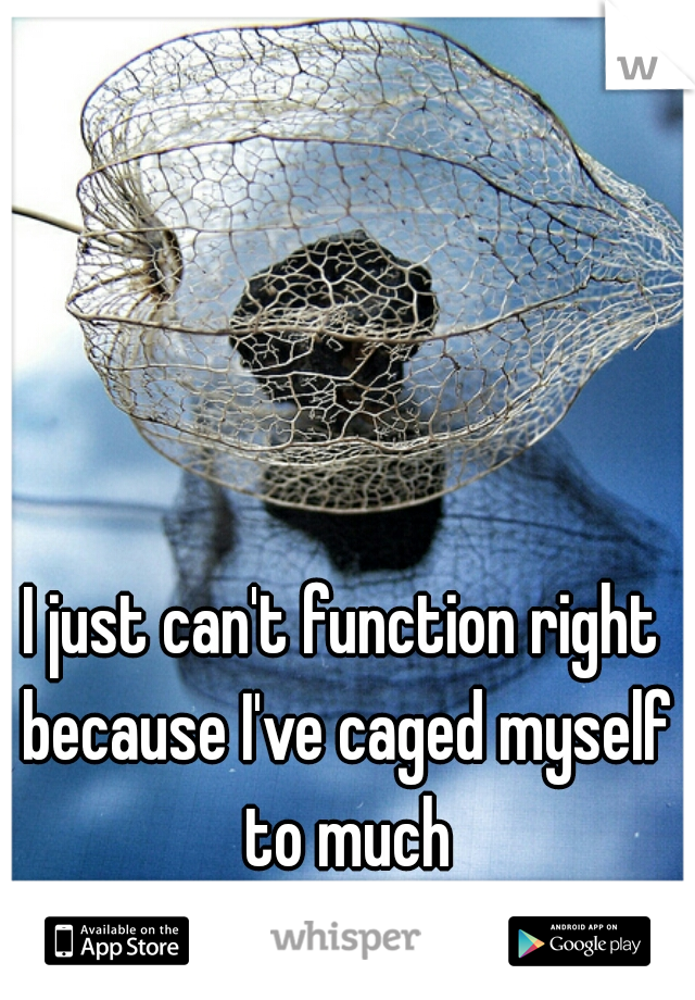 I just can't function right because I've caged myself to much