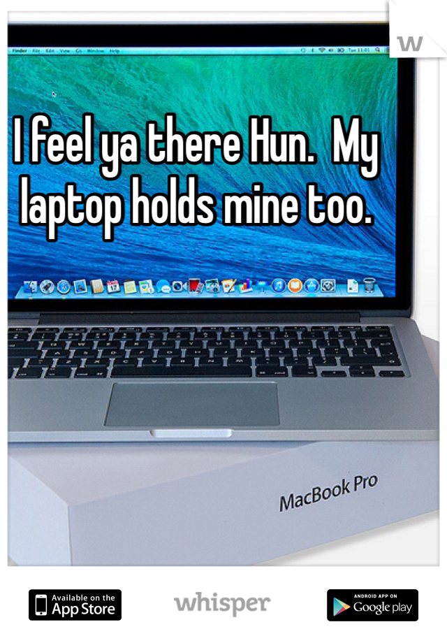 I feel ya there Hun.  My laptop holds mine too.