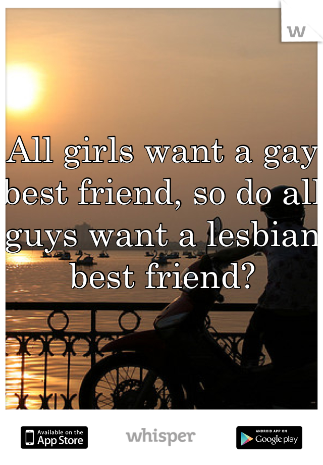 
All girls want a gay best friend, so do all guys want a lesbian best friend?