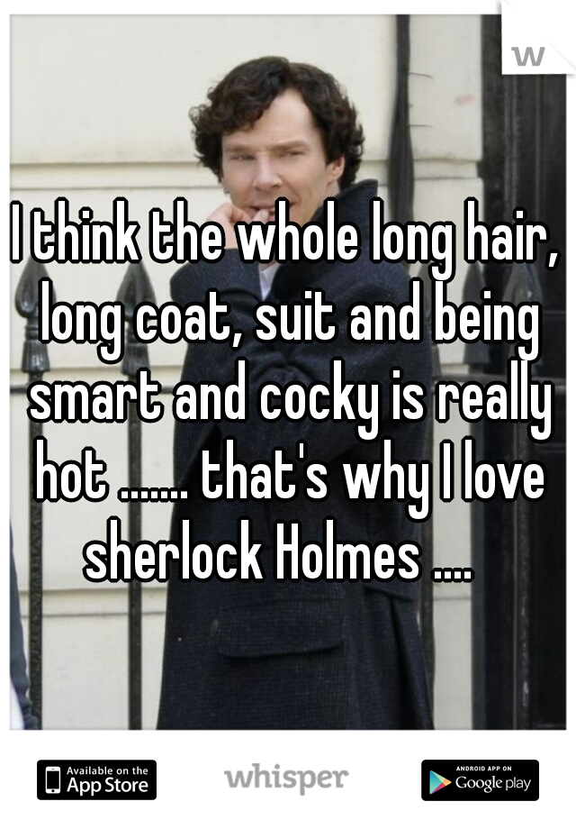 I think the whole long hair, long coat, suit and being smart and cocky is really hot ....... that's why I love sherlock Holmes ....  