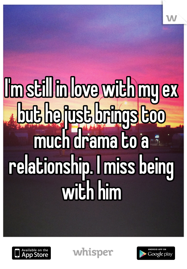 I'm still in love with my ex but he just brings too much drama to a relationship. I miss being with him 