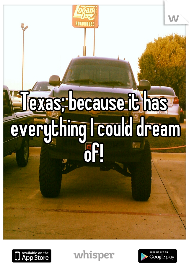 Texas; because it has everything I could dream of! 