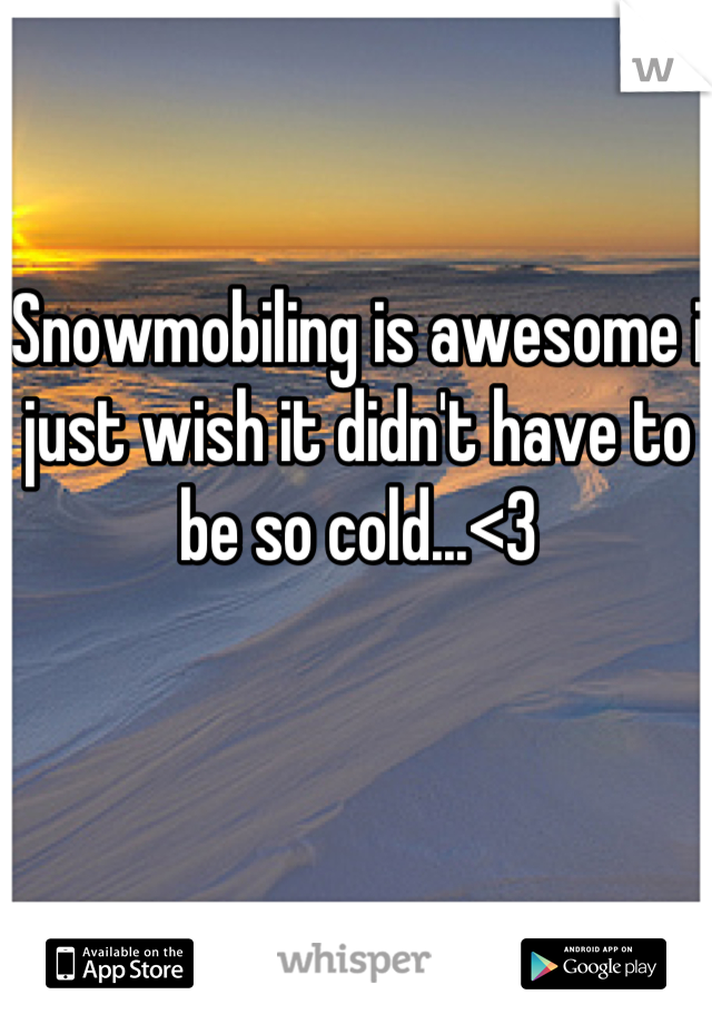 Snowmobiling is awesome i just wish it didn't have to be so cold...<3